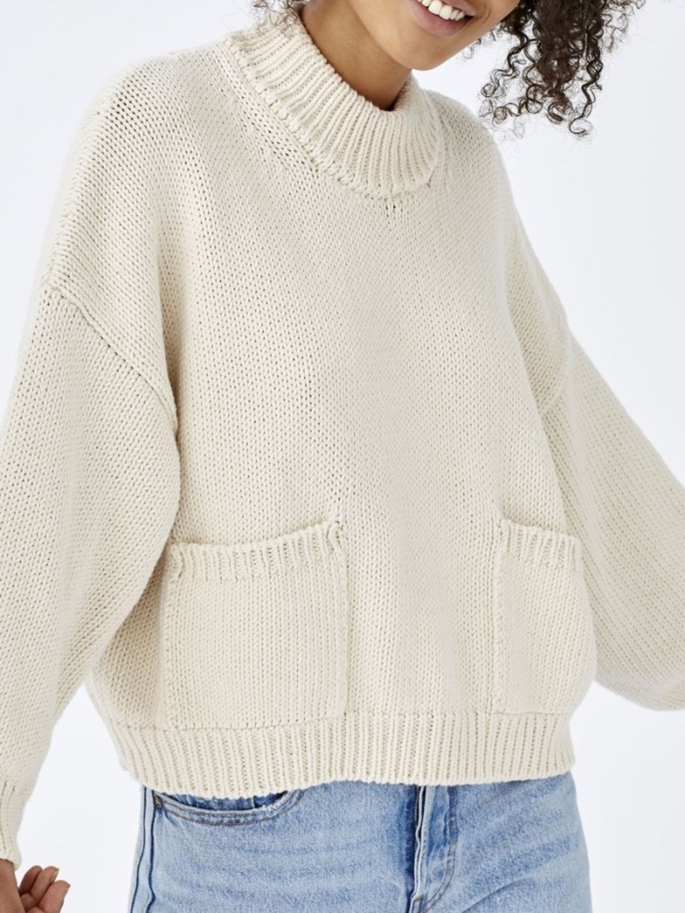 Babaa no20 - lovely natural cotton babaa with high neck and pockets